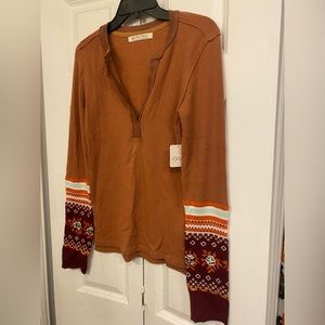 Free People Mikah Long Sleeve Layering Cuff in Autumn Combo